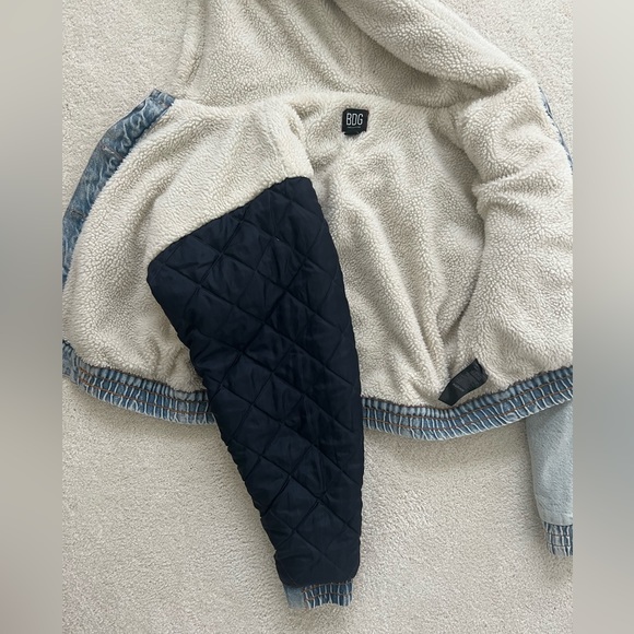 Hooded Sherpa Jean Jacket Bomber - Picture 3 of 4
